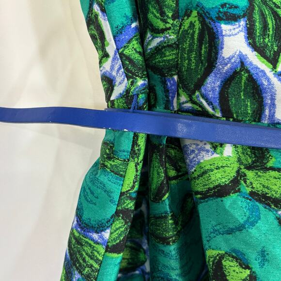 Liz Claiborne Green Floral Sleeveless Midi Cocktail Dress Sz 10 preloved - Picture 4 of 7